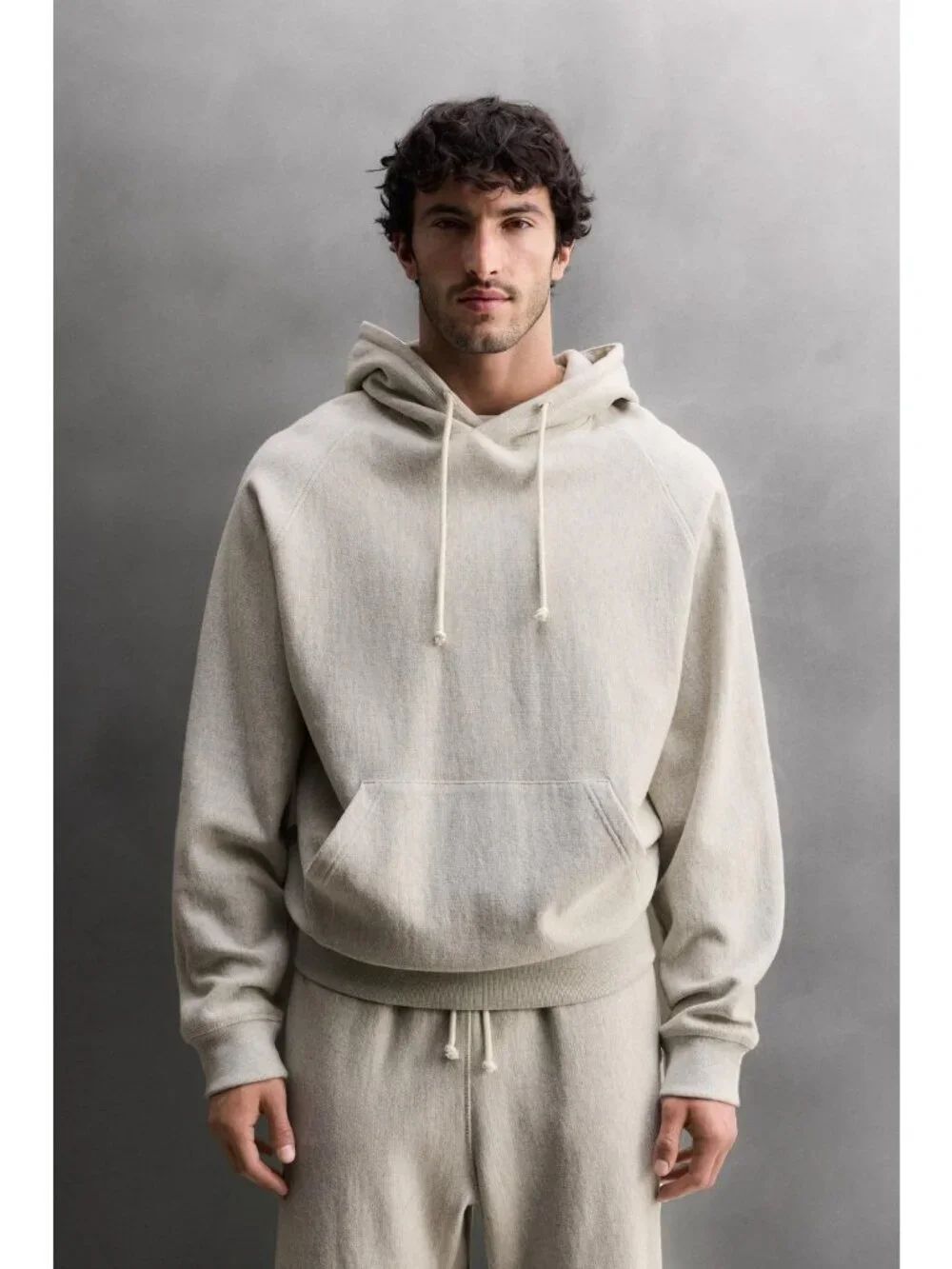 Zara Athleticz Mens Basic Training Hoodie Sweatshirt M Gray Cotton 4231/309 NWOT